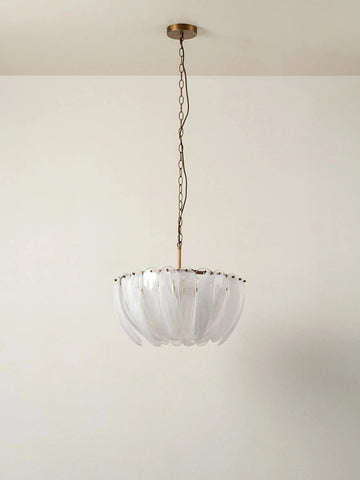 Astera - 4 light alabaster curved glass chandelier - casivra