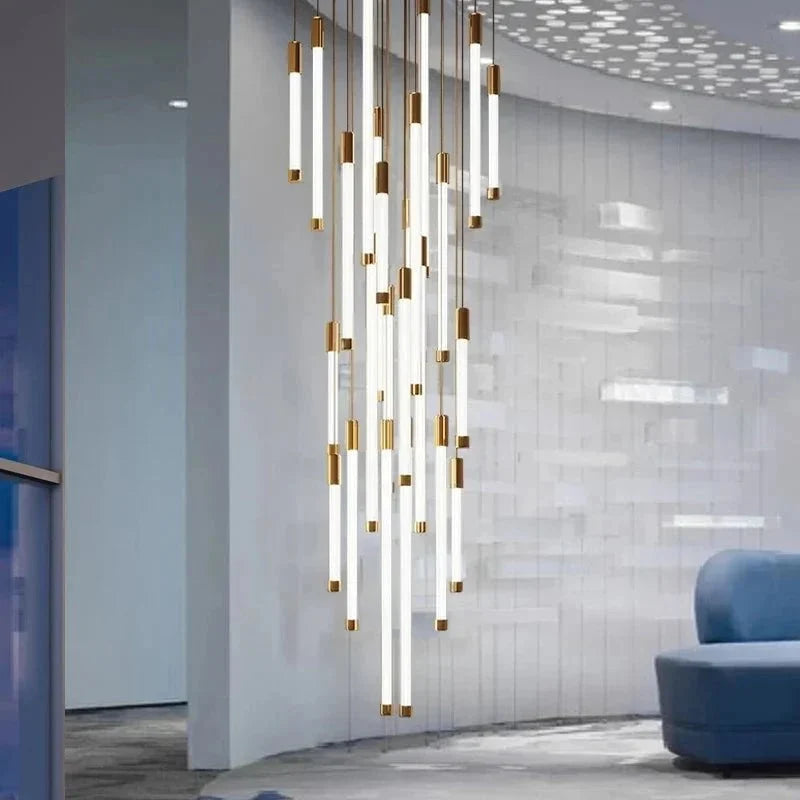 Atia Modern Long Chandelier For Staircase Black/Gold/Silver-Chandeliers-casivra-casivra