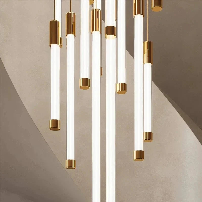 Atia Modern Long Chandelier For Staircase Black/Gold/Silver-Chandeliers-casivra-casivra