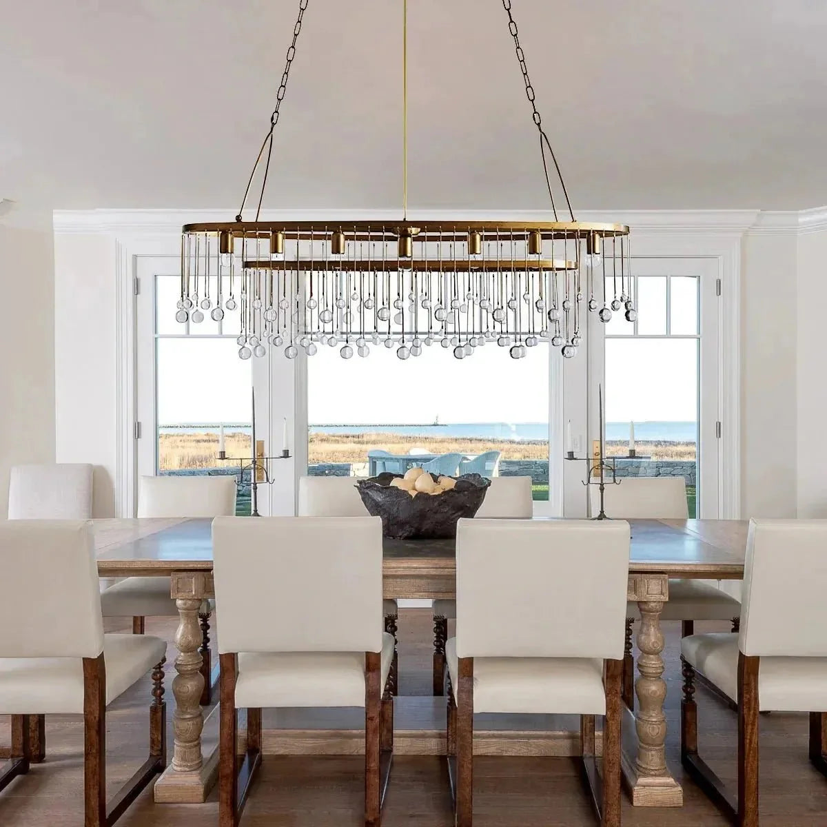 Ansley 7 Light Oval Chandelier in black - modern dining room lighting