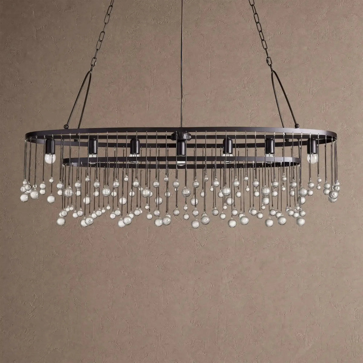 Ansley 7 Light Oval Chandelier - Blackcasivra