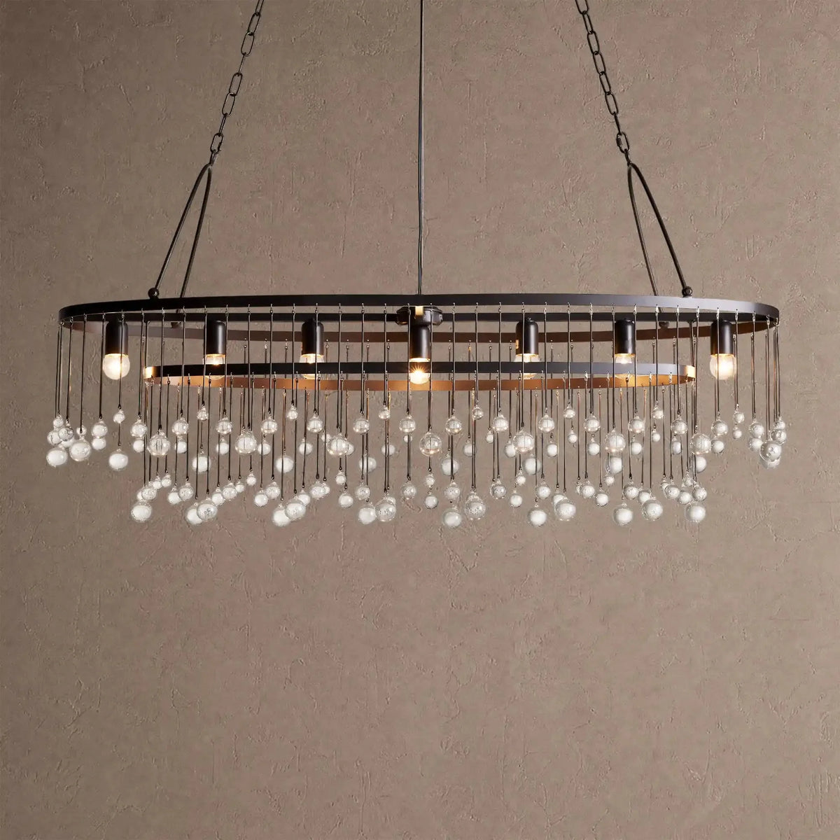 Ansley 7 Light Oval Chandelier - Blackcasivra