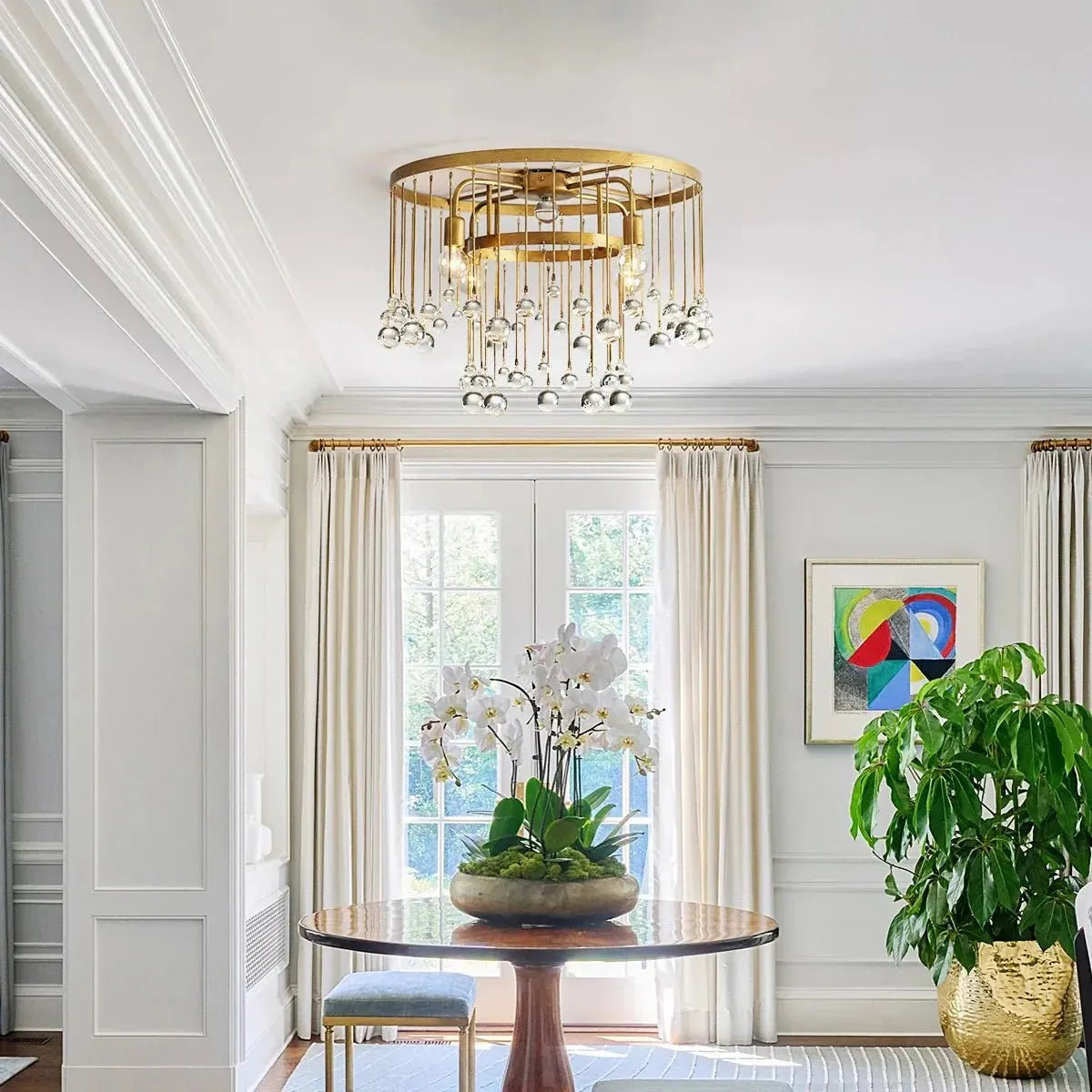 Ansley Flushmount styled in a modern bedroom