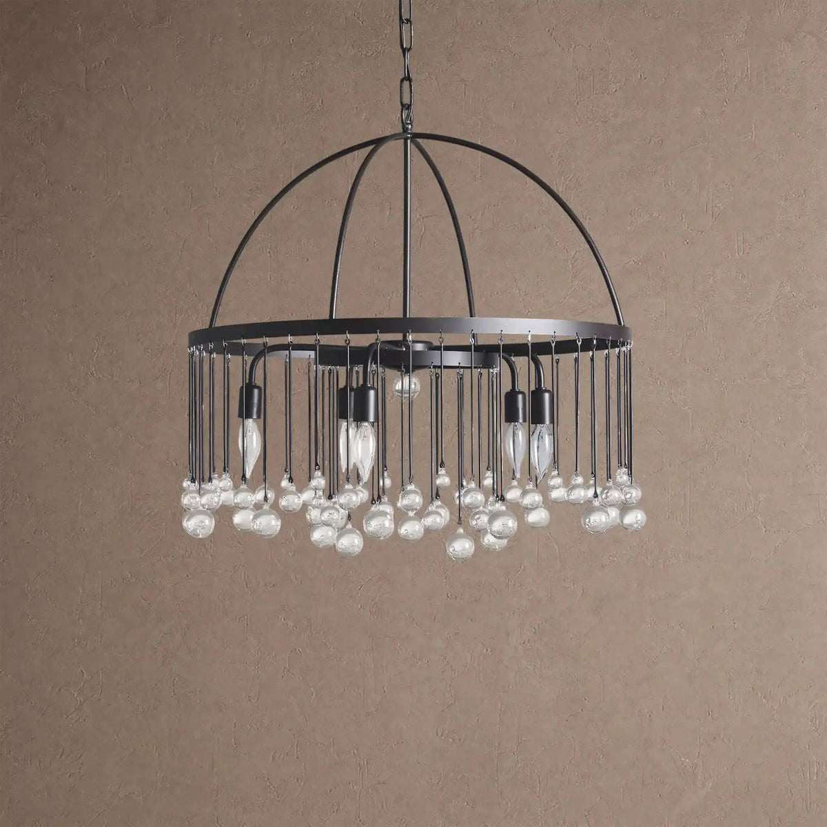 Ansley Round Chandelier - 2-Tier 5-LightBlackcasivra