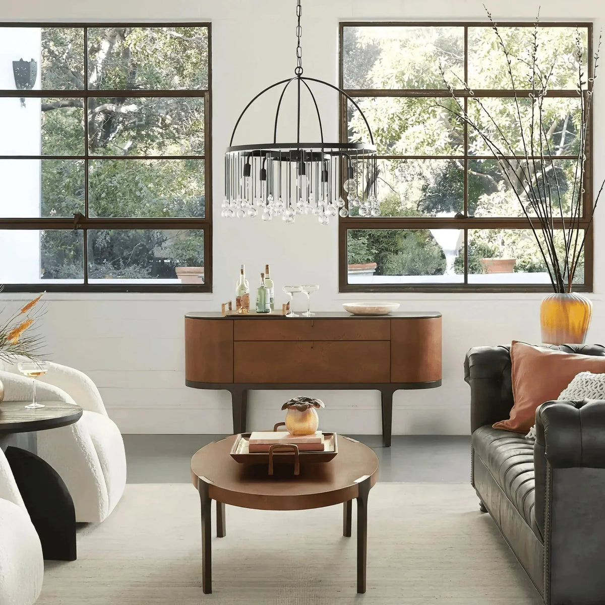 Ansley Round Chandelier styled in a modern dining room