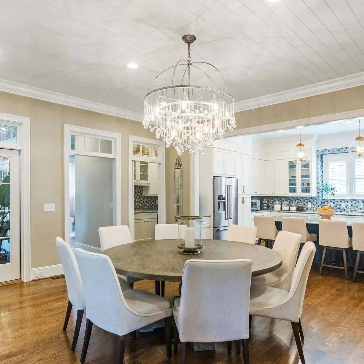 Ansley Round Chandelier in black - dining room lighting