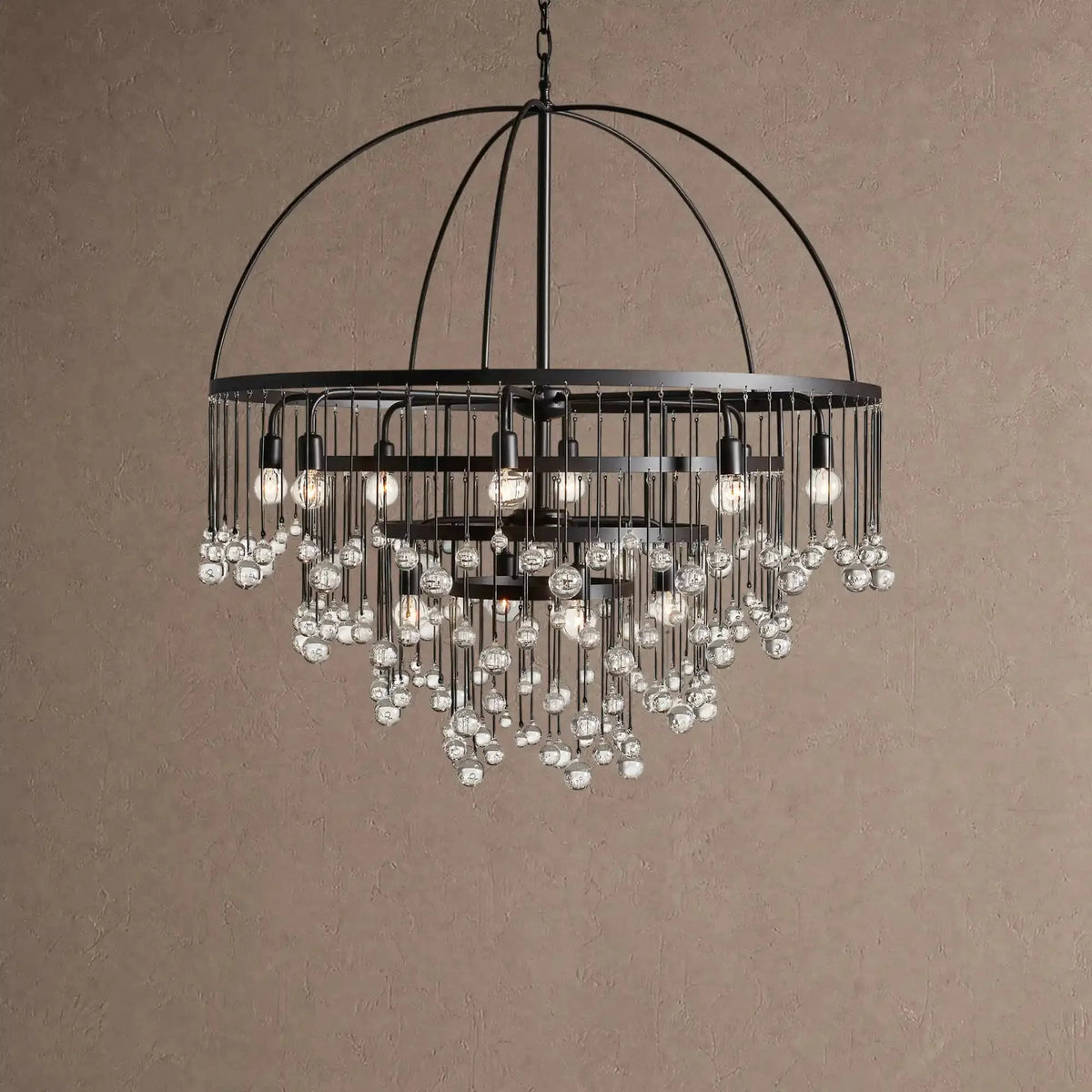 Ansley Round Chandelier - 4-Tier 8-LightBlackcasivra