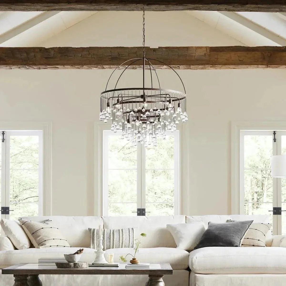 Ansley Round Chandelier in black - dining room lighting