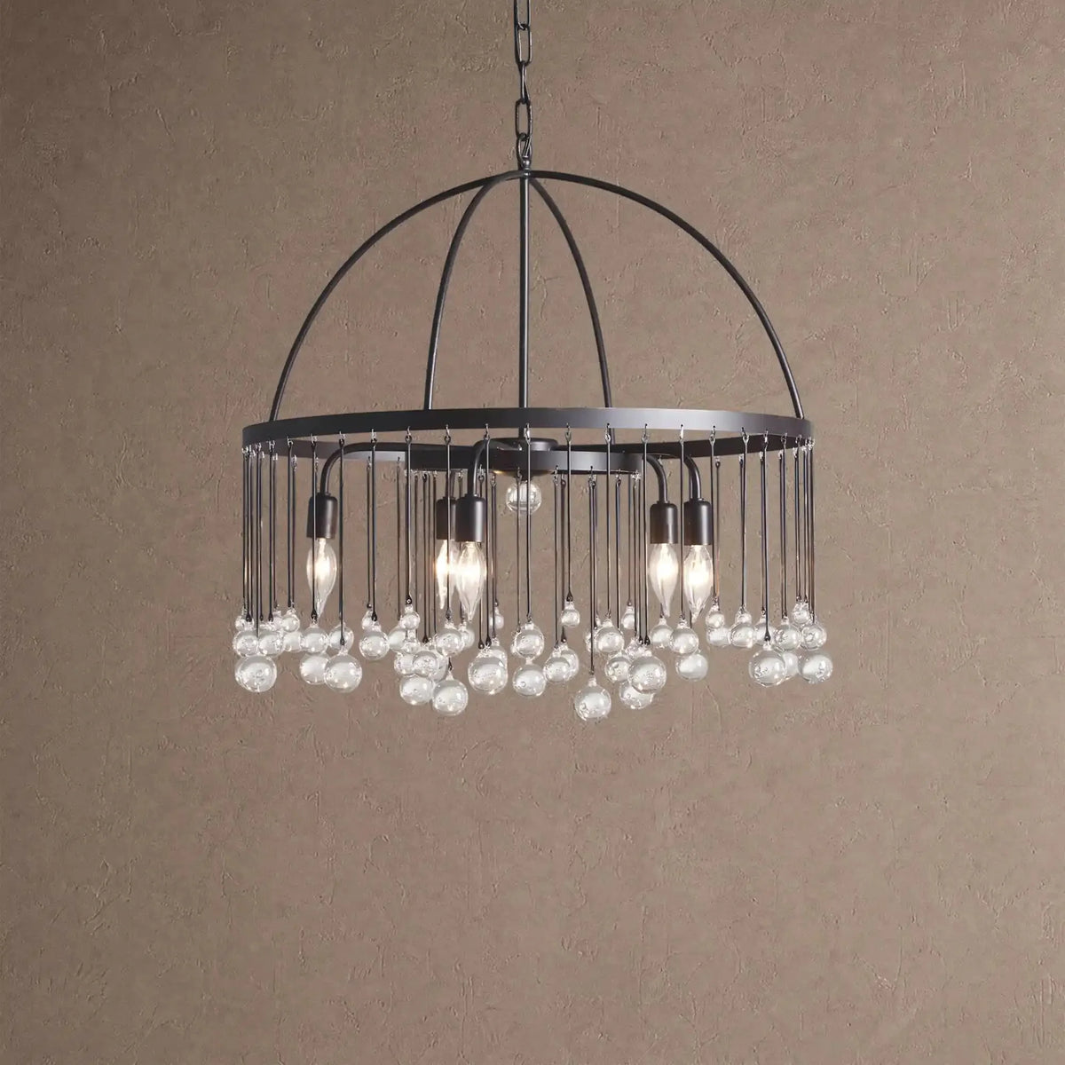 Ansley Round Chandelier - 2-Tier 5-LightBlackcasivra