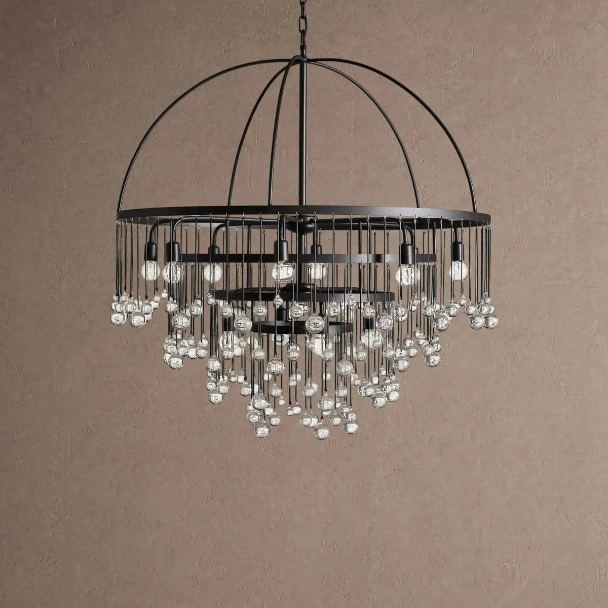 Ansley Round Chandelier - 4-Tier 8-LightBlackcasivra