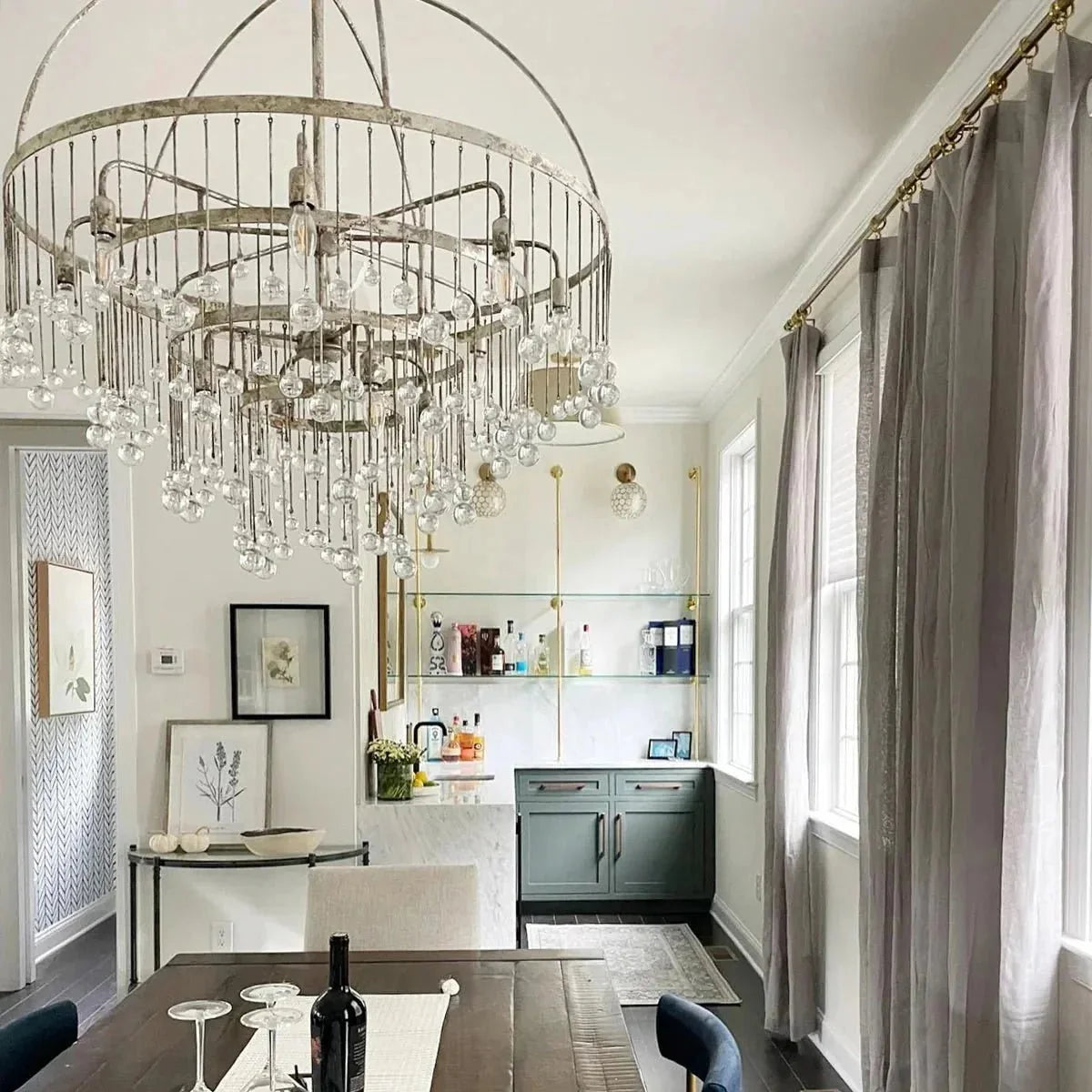 Ansley Round Chandelier in black by Blush Lighting