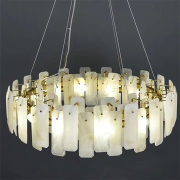 August Marble alabaster Round chandelier - 39"Dcasivra