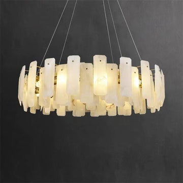 August Marble alabaster Round chandelier - 20"Dcasivra