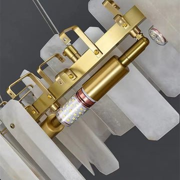 August Marble alabaster Round chandelier - 20"Dcasivra