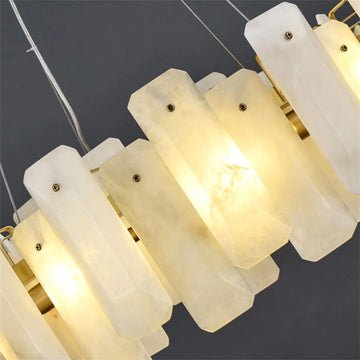 August Marble alabaster Round chandelier - 39"Dcasivra
