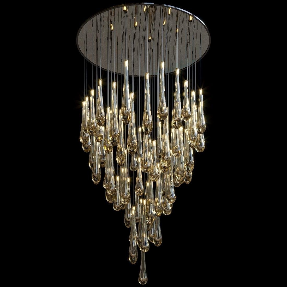 Aurelia Amber Teardrop Rain Glass Chandelier - 32"Dcasivra