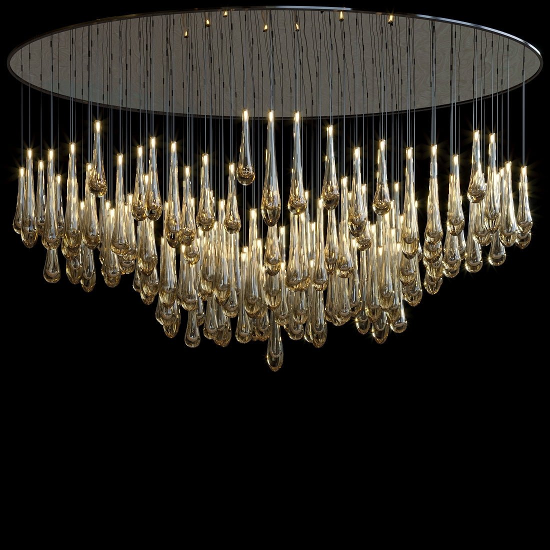 Aurelia Amber Teardrop Rain Glass Chandelier - 60"Dcasivra
