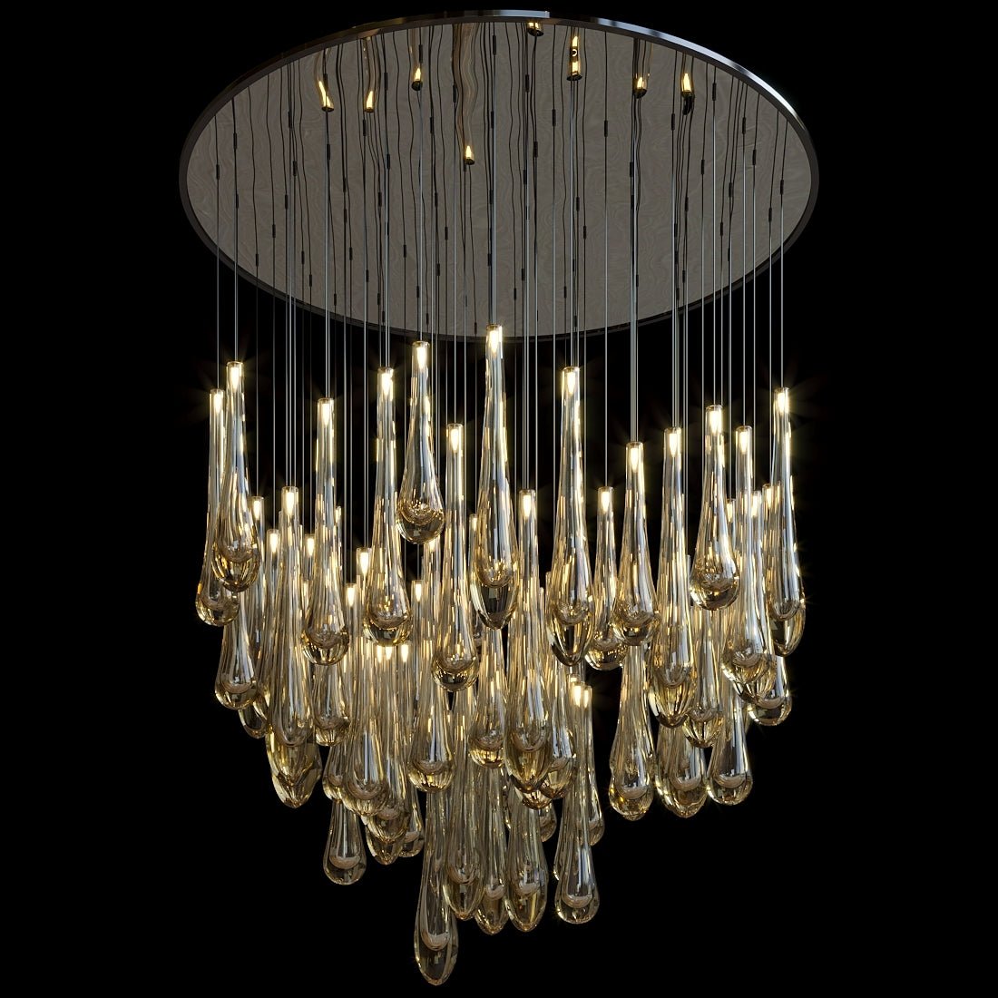 Aurelia Amber Teardrop Rain Glass Chandelier - 40"Dcasivra