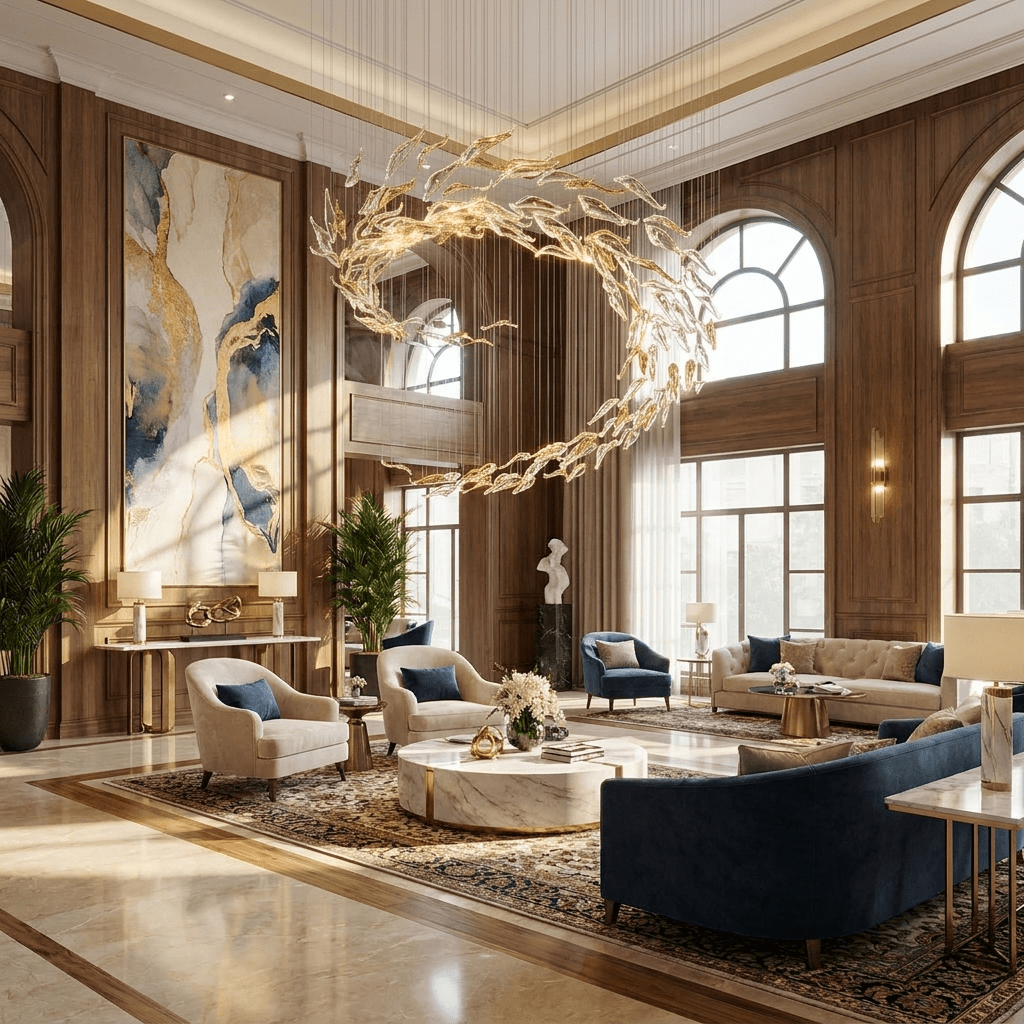 Aurelia Glass Leaf Chandelier - Dia 31.5″ × H 47.2″Amber & ClearWarm Lightcasivra