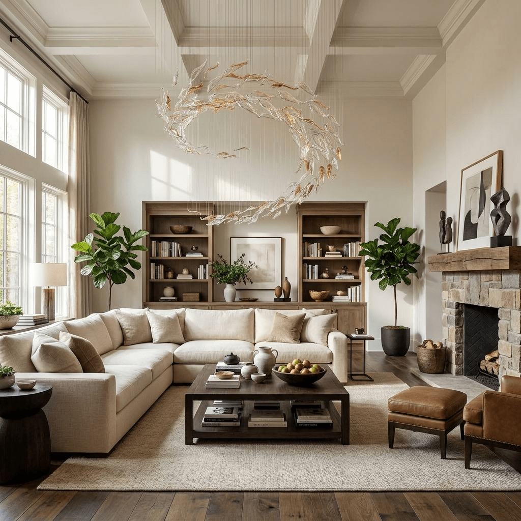 Aurelia Glass Leaf Chandelier - Dia 31.5″ × H 47.2″Amber & ClearWarm Lightcasivra