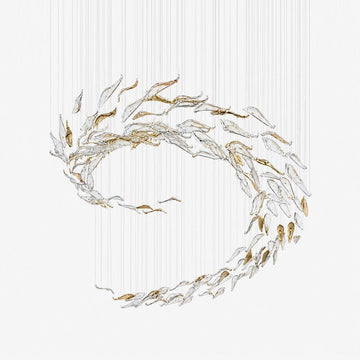 Aurelia Glass Leaf Chandelier - Dia 31.5″ × H 47.2″Amber & ClearWarm Lightcasivra