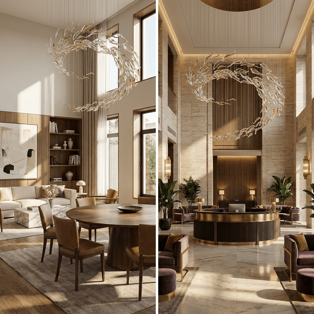 Aurelia Glass Leaf Chandelier - Dia 31.5″ × H 47.2″Amber & ClearWarm Lightcasivra