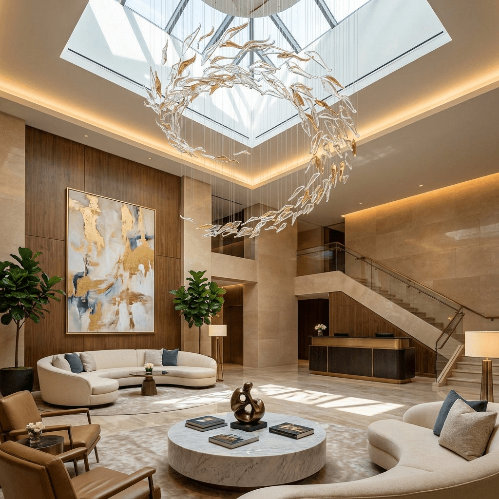 Aurelia Glass Leaf Chandelier - Dia 31.5″ × H 47.2″Amber & ClearWarm Lightcasivra