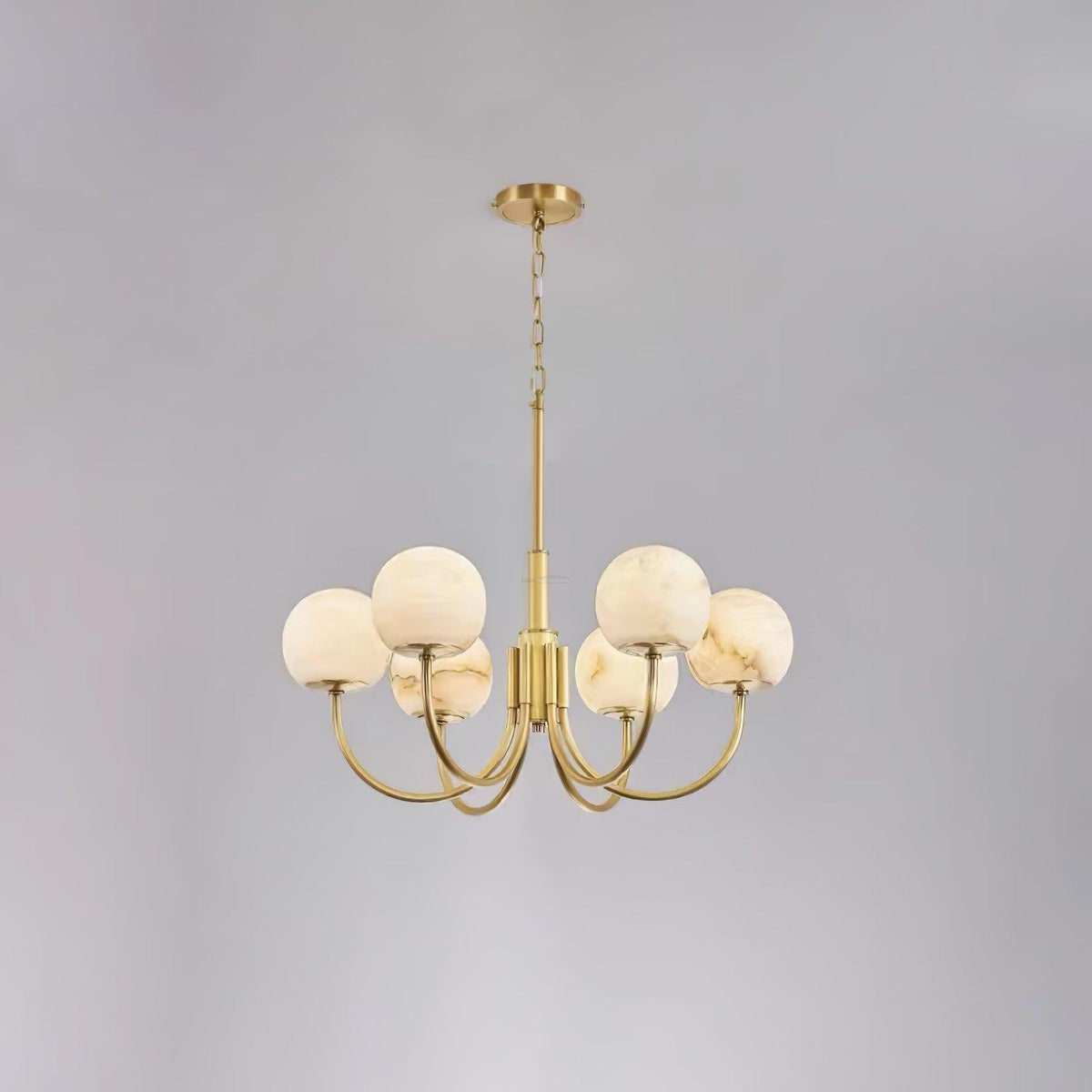 Aurelian Alabaster Globe Chandelier with 6/8/10/12 heads - 6 Heads ? 27.6▼ x H 21.7▼ / Dia 70cm x H 55cmBrass & Whitecasivra
