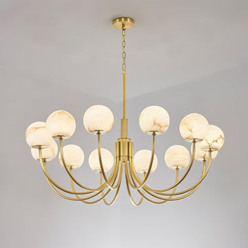 Aurelian Alabaster Globe Chandelier with 6/8/10/12 heads - 6 Heads ? 27.6▼ x H 21.7▼ / Dia 70cm x H 55cmBrass & Whitecasivra