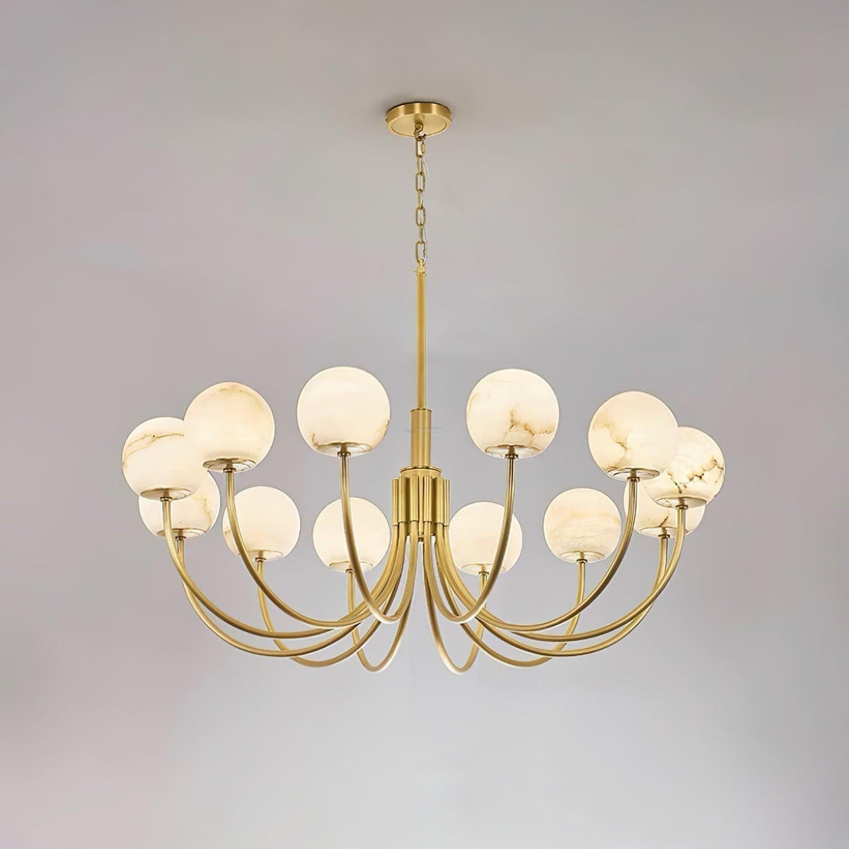 Aurelian Alabaster Globe Chandelier with 6/8/10/12 heads - 12 Heads ? 43.3▼ x H 21.7▼ / Dia 110cm x H 55cmBrass & Whitecasivra