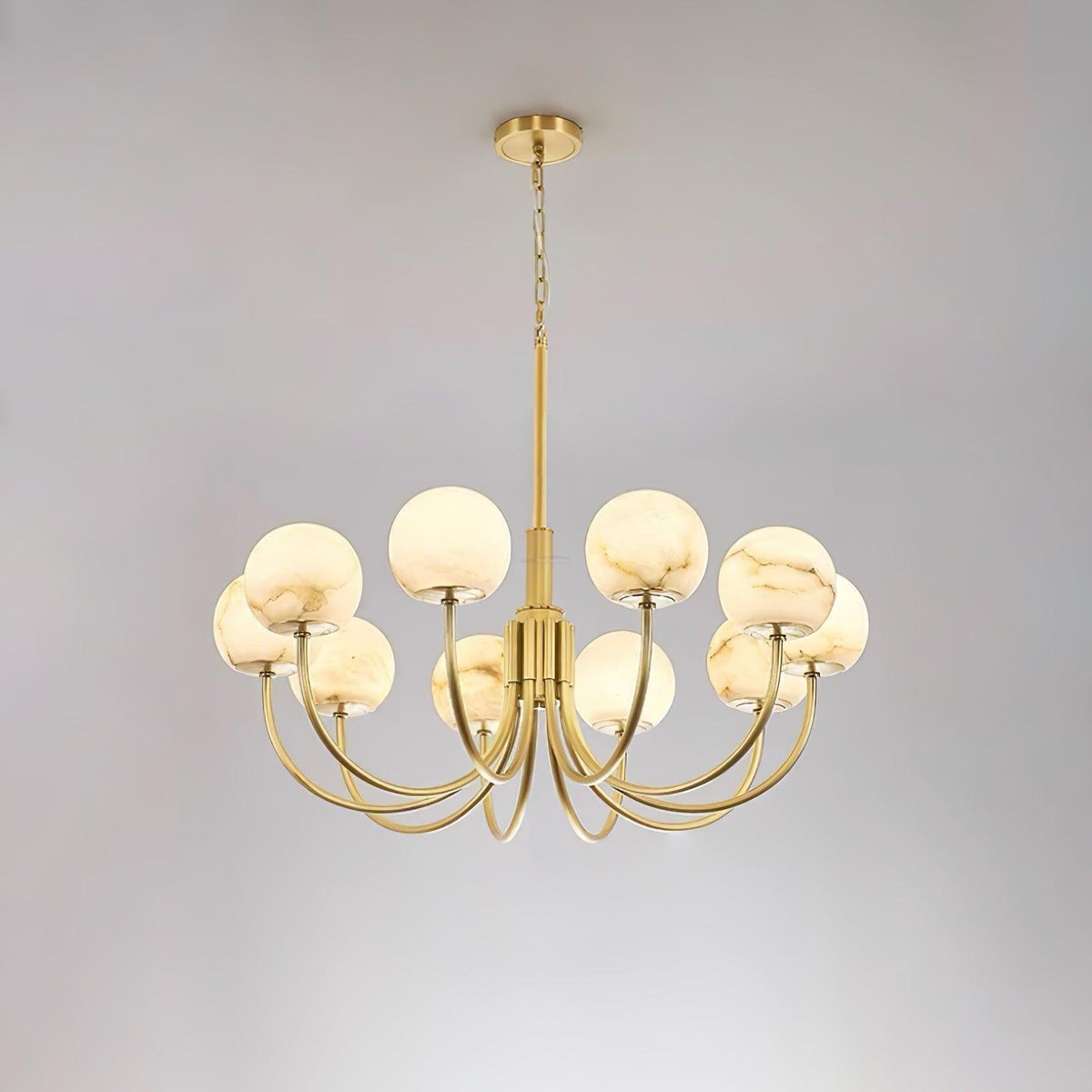 Aurelian Alabaster Globe Chandelier with 6/8/10/12 heads - 10 Heads ? 33.5▼ x H 21.7▼ / Dia 85cm x H 55cmBrass & Whitecasivra