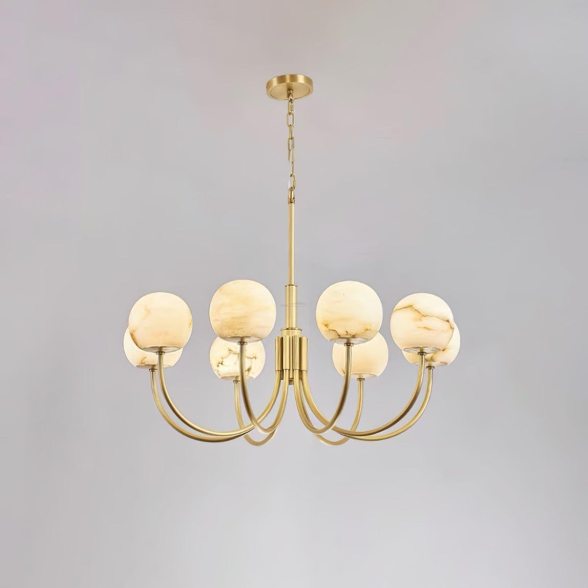 Aurelian Alabaster Globe Chandelier with 6/8/10/12 heads - 8 Heads ? 33.5▼ x H 21.7▼ / Dia 85cm x H 55cmBrass & Whitecasivra