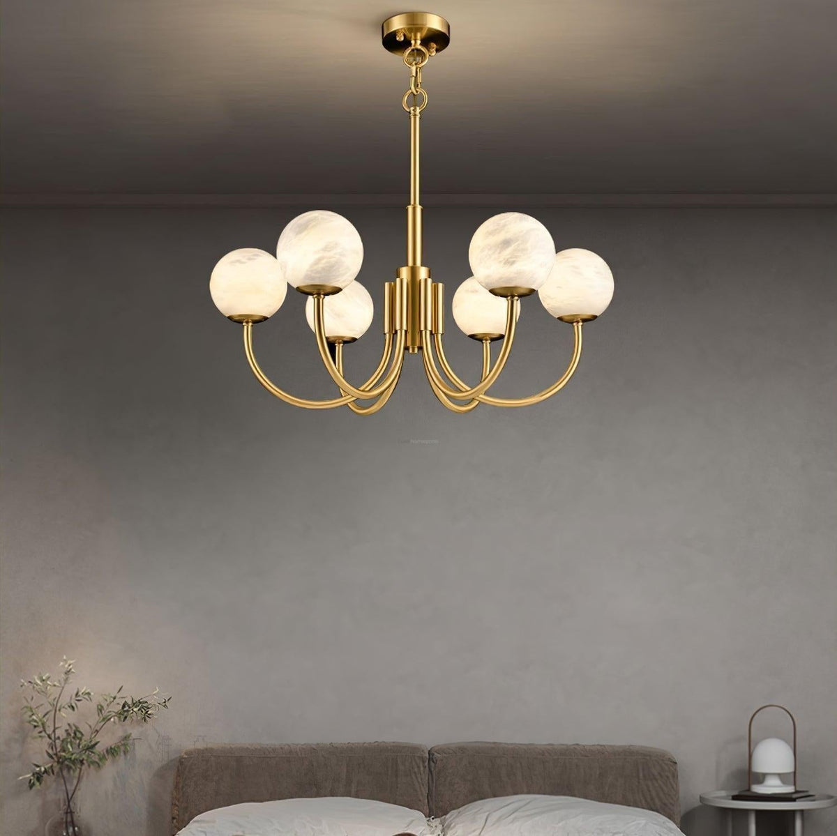 Aurelian Alabaster Globe Chandelier with 6/8/10/12 heads - 6 Heads ? 27.6▼ x H 21.7▼ / Dia 70cm x H 55cmBrass & Whitecasivra