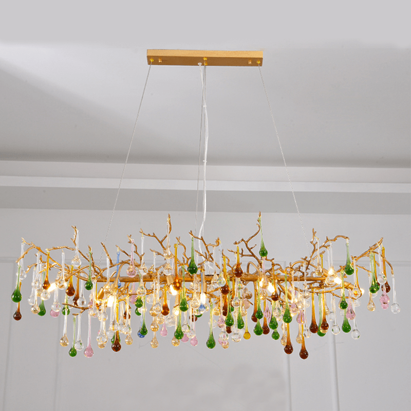 Avis Colorful Crystal Linear Branch Chandelier For Living Room - 31.5“ Lcasivra