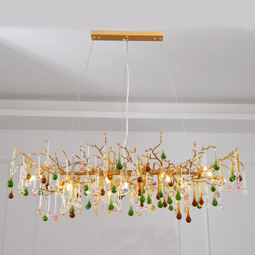 Avis Colorful Crystal Linear Branch Chandelier For Living Room - 31.5“ Lcasivra