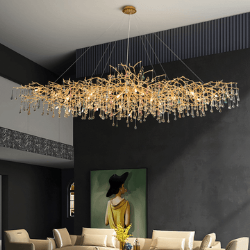 Avis Colorful Crystal Rain Aluminum Branch Chandelier - casivra