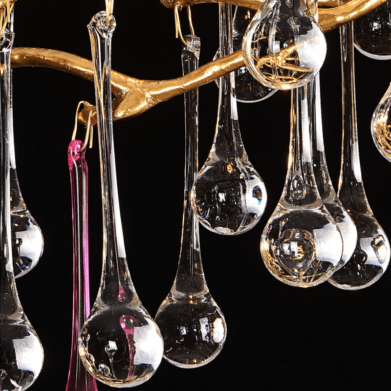 Avis Colorful Crystal Rain Aluminum Branch Chandelier - casivra