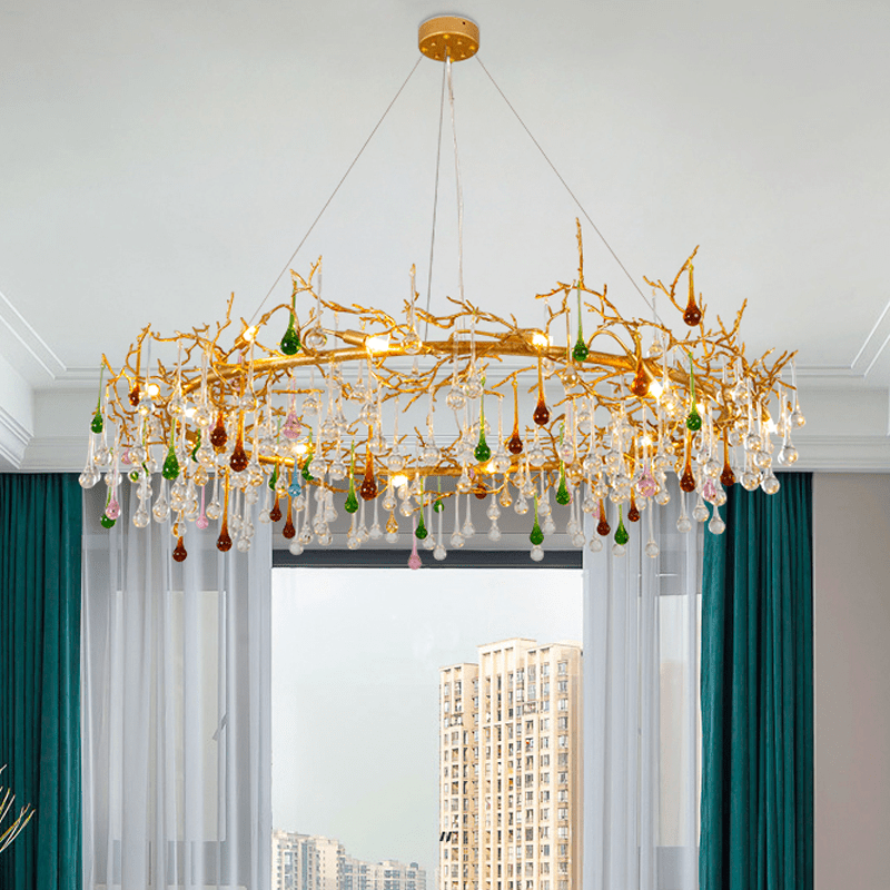 Avis Colorful Crystal Rain Branch Chandelier - 23.62" diamcasivra