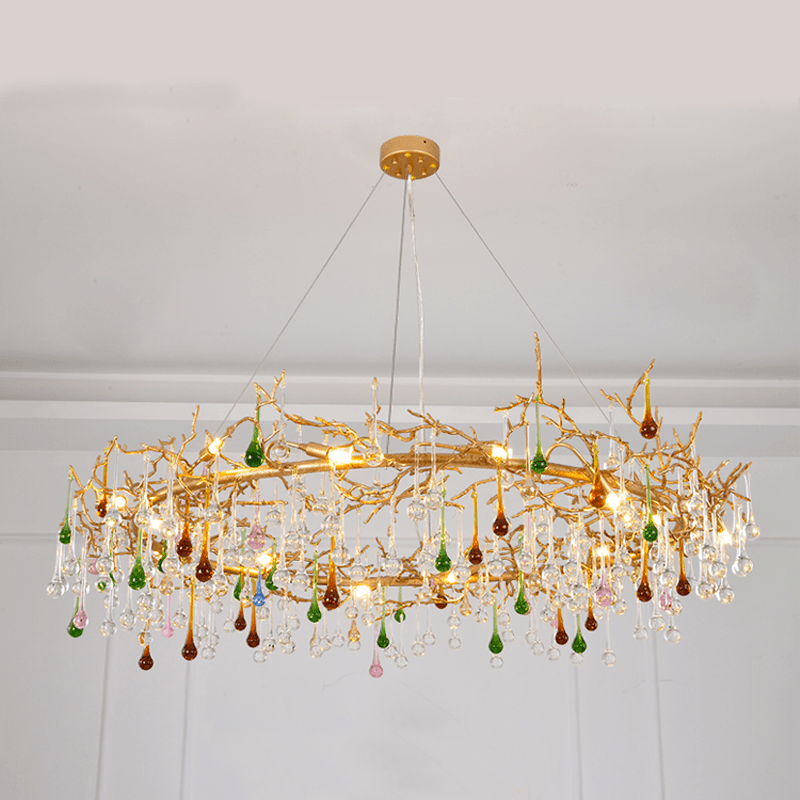 Avis Colorful Crystal Rain Branch Chandelier - 43.31" diamcasivra