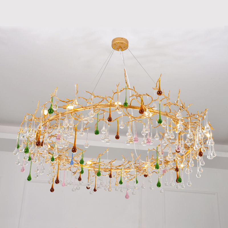 Avis Colorful Crystal Rain Branch Chandelier - 43.31" diamcasivra