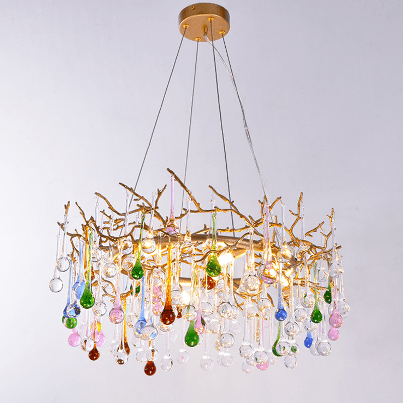 Avis Colorful Crystal Rain Branch Chandelier - 23.62" diamcasivra