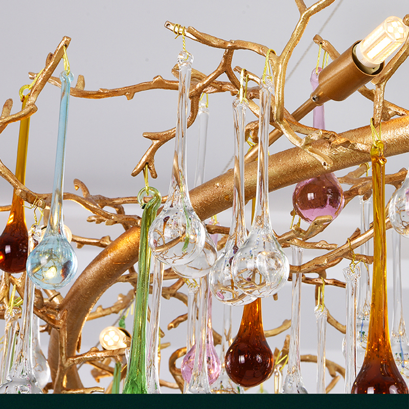 Avis Colorful Crystal Rain Branch Chandelier - 35.43" diamcasivra
