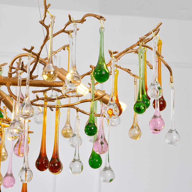 Avis Colorful Crystal Rain Branch Chandelier - 35.43" diamcasivra