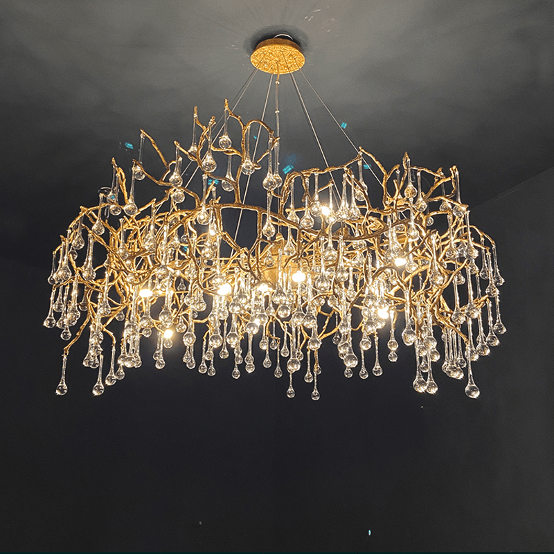 Avis Crystal Rain Branch Chandelier - 31.5" diamClearBrasscasivra