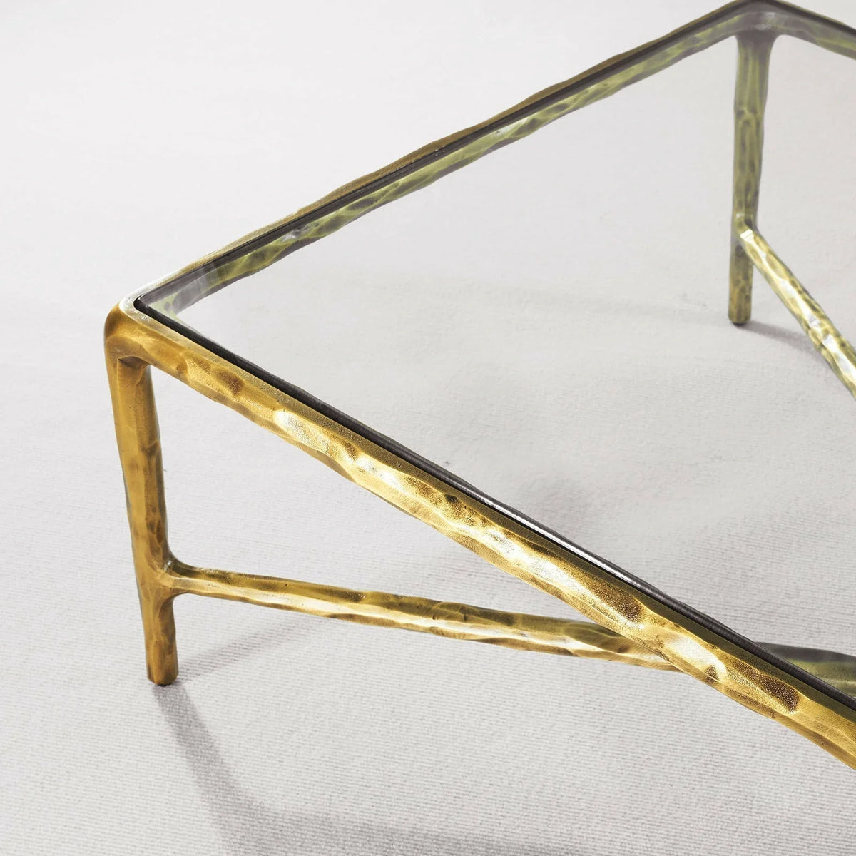 Hand-Forged Metal Rectangle Glass Coffee Table