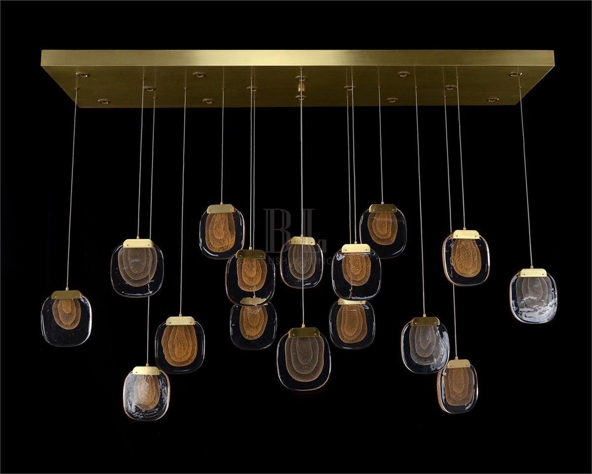 Bansho: Layered Glass Thirty-Light Horizontal Pendant Chandelier - casivra