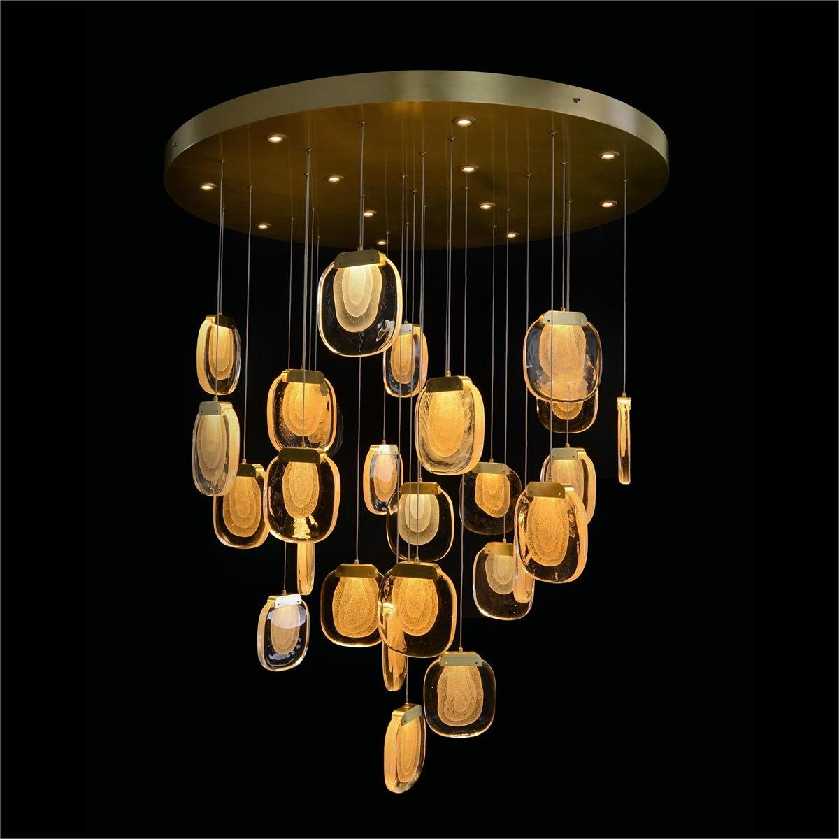 Bansho Layered Glass Thirty-Nine-Light Drop Pendant Chandelier - casivra
