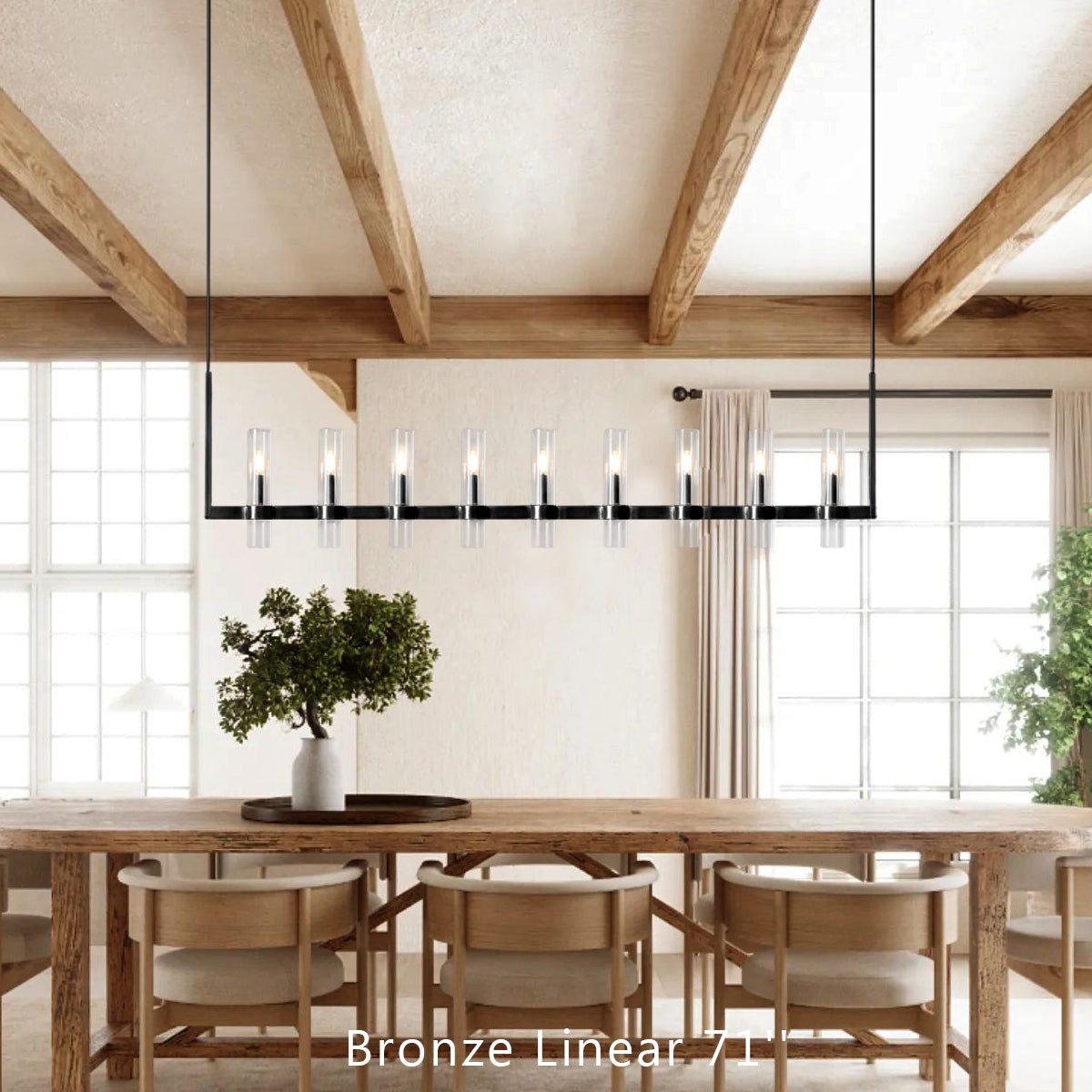 Ravelle Clear Glass Linear Chandelier 73"