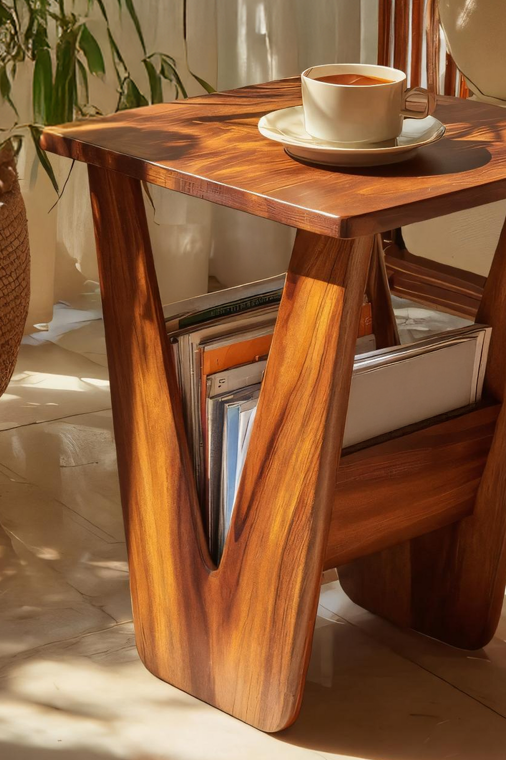 Handcrafted Solid Wood Side Table For Entryway And Living Room Decor