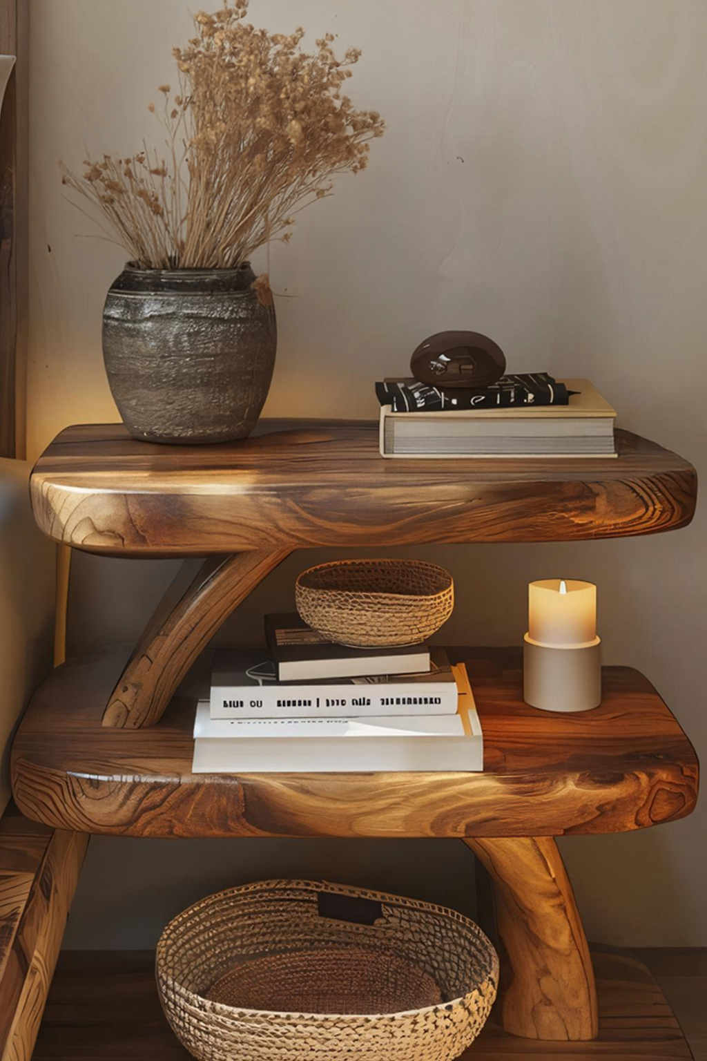 Mid Century Handcrafted Wooden Side Table For Furniture Decor